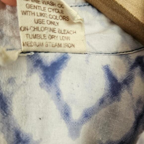 Beaches & Boho Seas the Dream Tie Dye Tunic Top Blouse XL Blue Roll Tab Sleeve - Picture 4 of 10